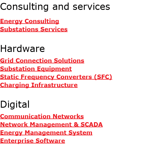 Consulting and services Energy Consulting Substations Services Hardware Grid Connection Solutions Substation Equipmen...